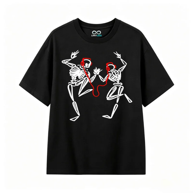 主图_1 Remera Algodón Estampado Esqueletos Música Estilo Urbano