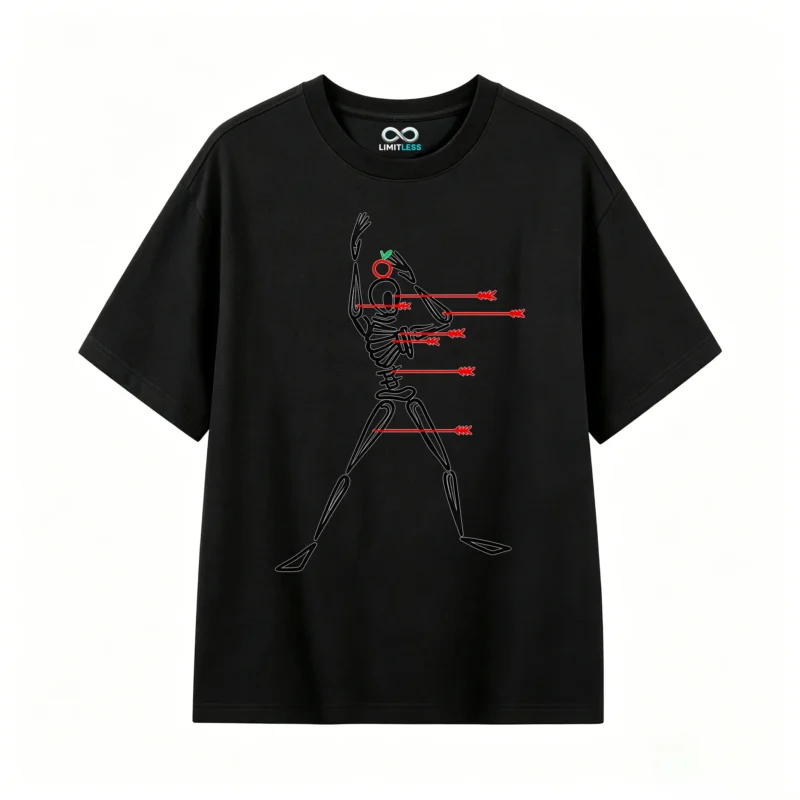 主图_1 Remera Algodón Estampado Esqueleto Flechas Diseño Urbano