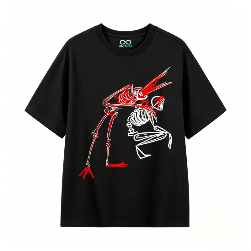 Remera Algodón Estampado Esqueleto Abstracto Urbano Premium