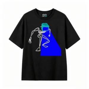 Remera Algodón Estampado Skeleton Tv Estilo Urbano Oversize