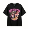 Remera Algodón Love Bites Estampado Horror Retro Oversize