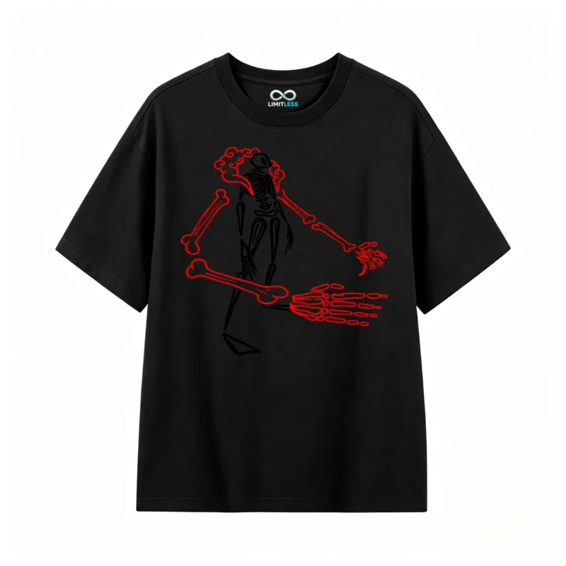Remera Algodón Estampado Esqueleto Diseño Urbano Casual