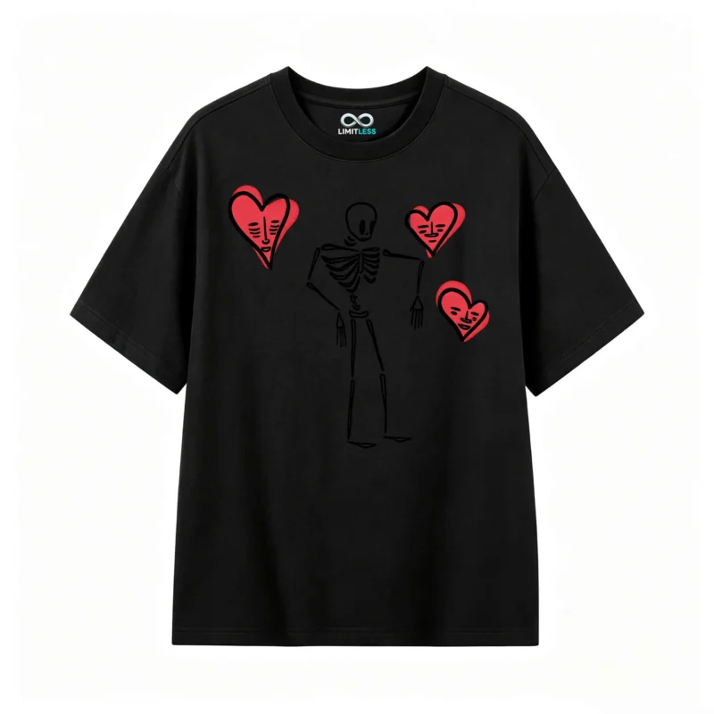 主图_1 Remera Algodón Estampado Corazones Aesthetic Oversize Premium