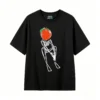 Remera Algodón Estampado Esqueleto Naranja Oversize Casual
