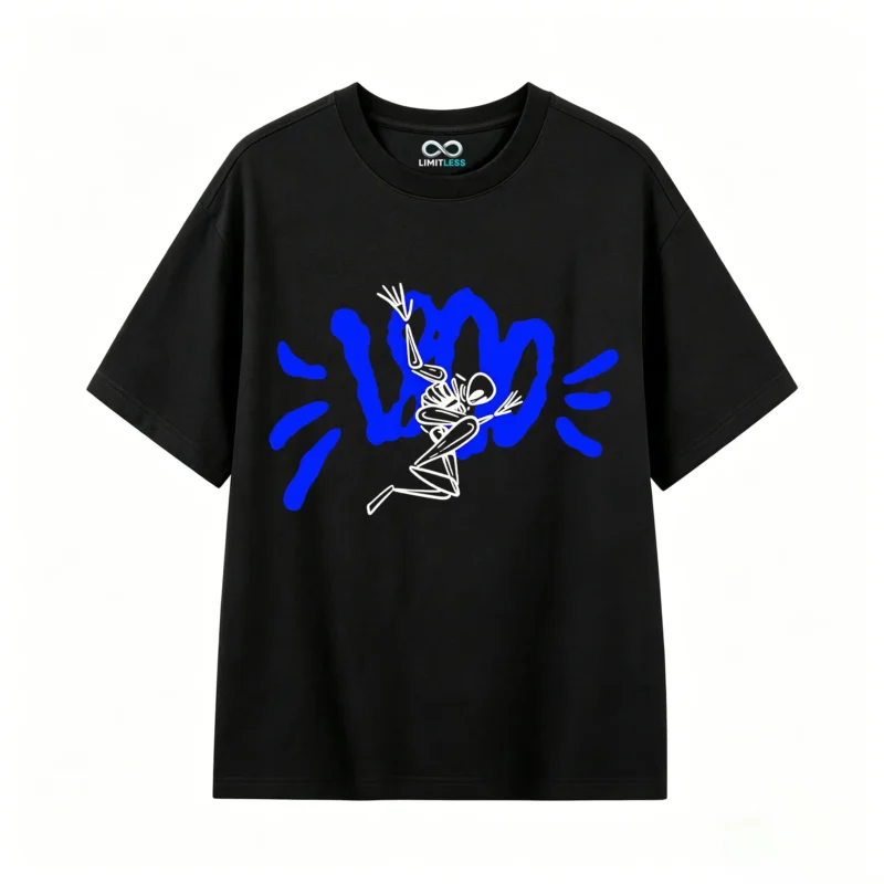 主图_1 Remera Algodón Estampado Esqueleto Skate Urbano Oversize