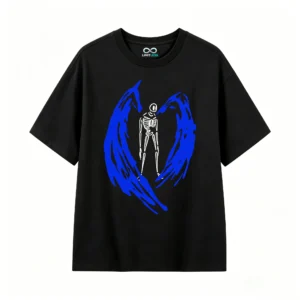 Remera Algodón Estampado Esqueleto Alas Diseño Urbano Premium