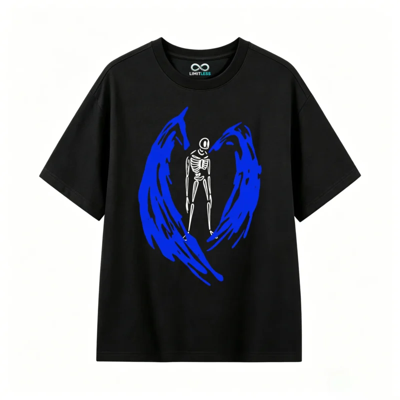 主图_1 Remera Algodón Estampado Esqueleto Alas Diseño Urbano Premium