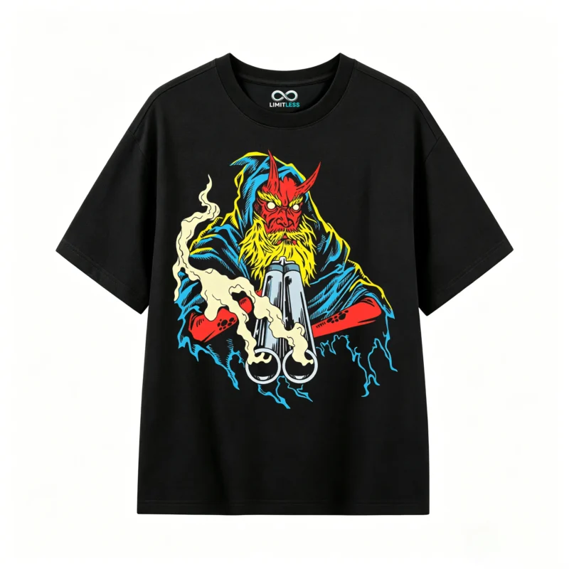 主图_1 Remera Algodón Estampado Demonio Japonés Diseño Urbano Cool