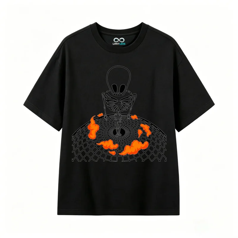 Remera Algodón Estampado Fuego Casual Urbano Diseño Premium