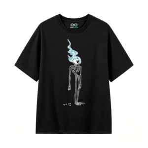 Remera Algodón Estampado Calavera Fuego Urbano Oversize