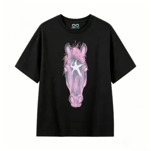 Remera Algodón Estampado Caballo Rosa Casual Premium