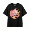 主图_1 Remera Algodón Estampada Calavera Fuego Diseño Urbano Oversize