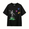 主图_1 Remera Algodón Estampado Esqueleto Mariposas Diseño Casual