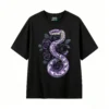 主图_1 Remera Algodón Serpiente Rosas Violetas Estampado Gotico