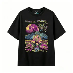 Remera Algodón Estampado Espacial Flores Psicodélico Premium