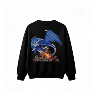 主图_1 Blue Fire Dragon Back Print Sweatshirt