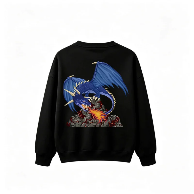 主图_1 Blue Fire Dragon Back Print Sweatshirt