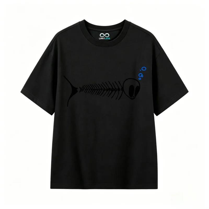 主图_1 Remera Algodón Estampado Espina Pez Diseño Urbano Premium