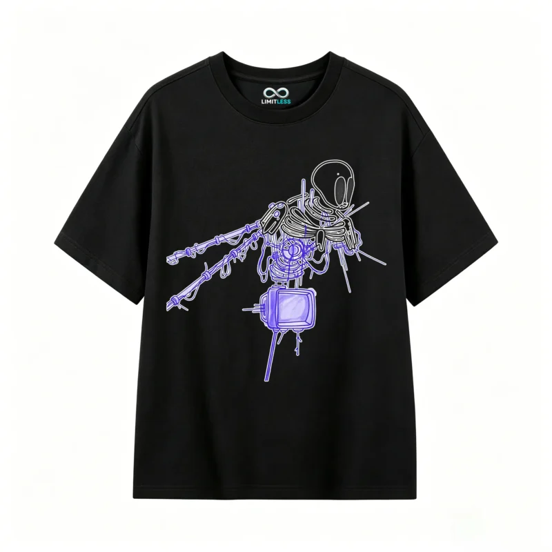 Remera Algodón Estampa Cyberpunk Glitch Arte Urbano Premium