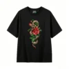 Remera Algodón Estampado Serpiente Rosa Tattoo Art Premium