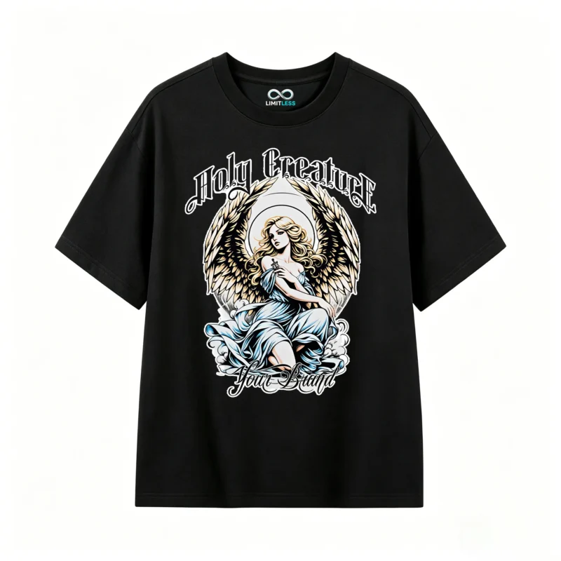 Remera Algodón Holy Creator Estampado Ángel Oversize Urbano