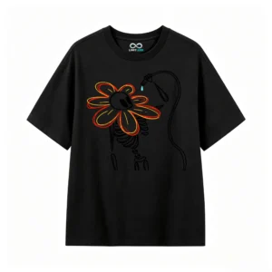 主图_1 Remera Algodón Estampada Flor Arte Neón Diseño Exclusivo