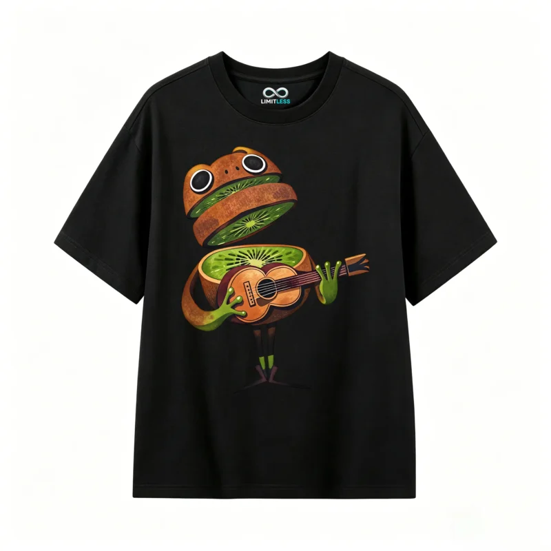 Remera Algodón Estampado Kiwi Rana Guitarra Diseño Premium