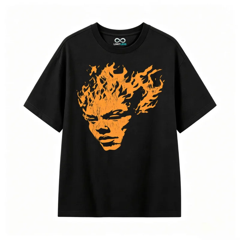 Remera Algodón Estampado Fuego Diseño Urbano Casual Premium