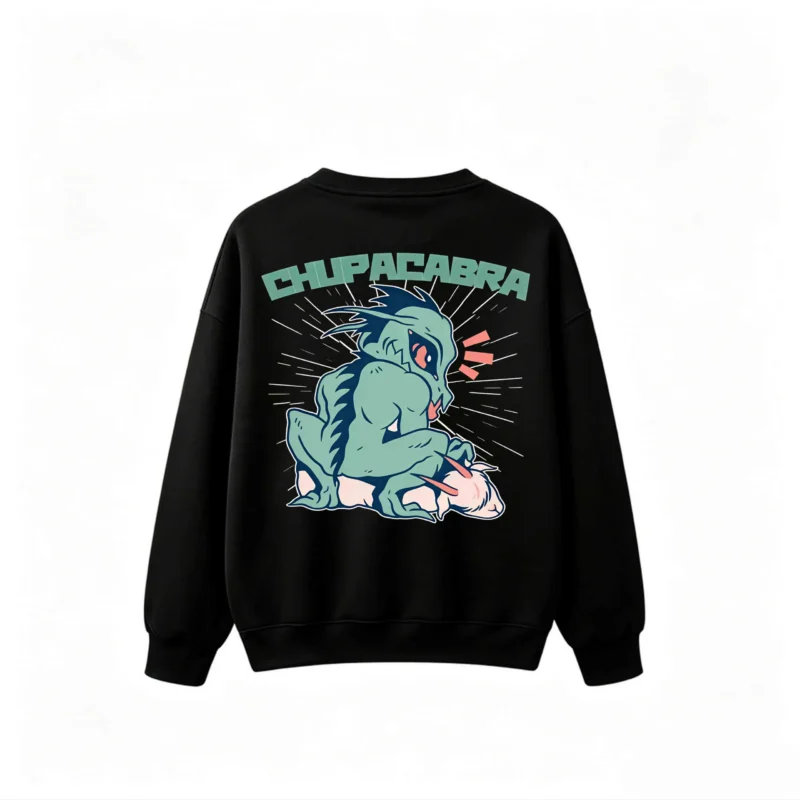 Chupacabra Mythical Creature Back Print Sweatshirt