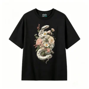 Remera Algodón Estampada Serpiente Flores Boho Premium