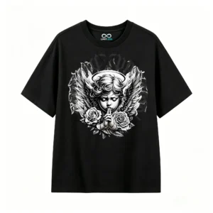Remera Algodón Estampado Ángel Rosa Estilo Urbano Premium