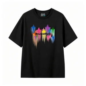 Remera BeJustHuG estampada colorida