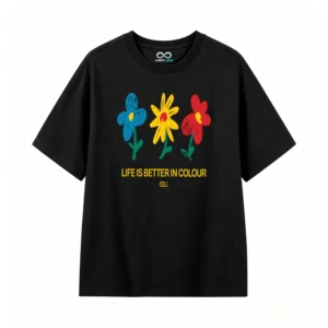 Remera estampada flores colorfull