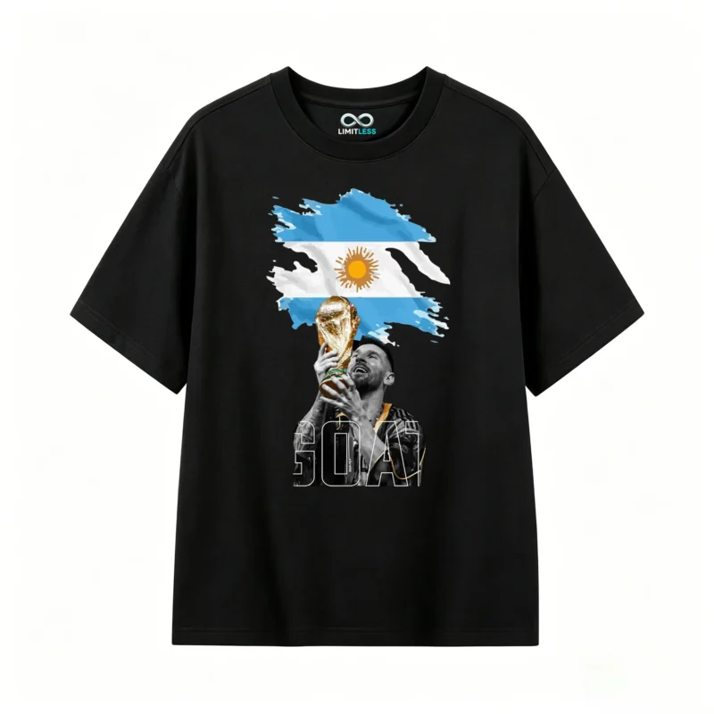 Remera Conmemorativa Messi Copa Mundial, Algodón para Hinchas Albicelestes