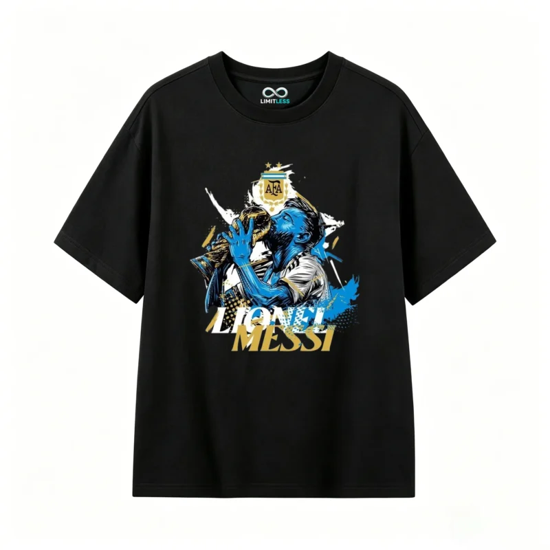 Remera Algodón Messi Besando Copa Mundial, para Hinchas Argentinos