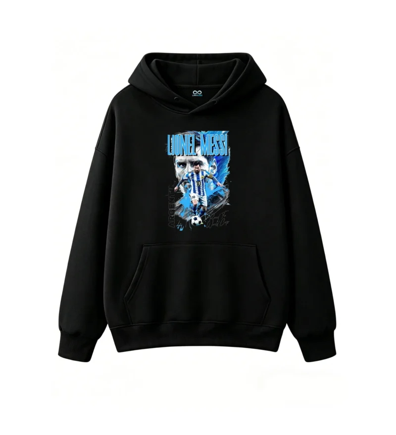Buzo Messi estampa grafiti azul, sudadera polar para hinchas albicelestes