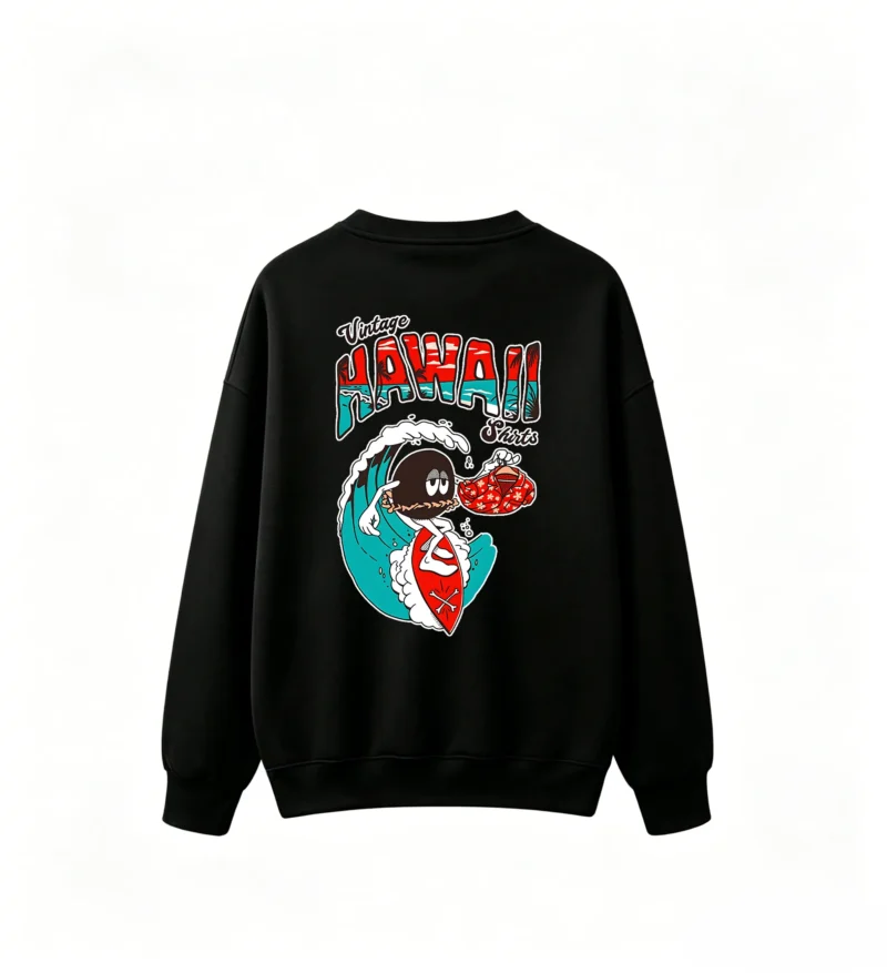 主图_1 Vintage Hawaii Surfing Back Print Sweatshirt