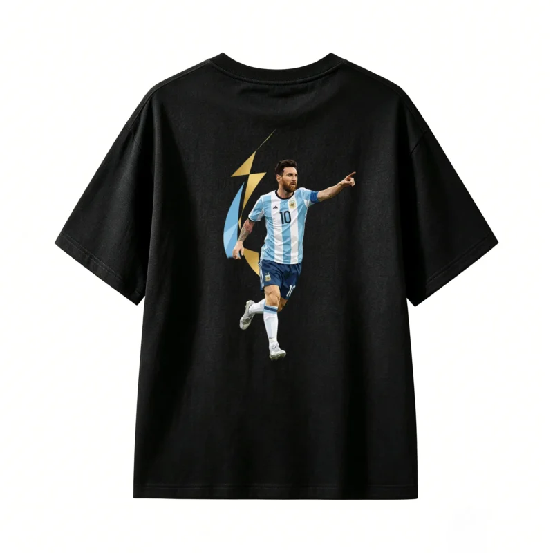 Camiseta algodón con estampa trasera de Messi en pose de celebración