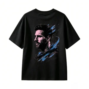 主图_1 Remera algodón retrato artístico de Leo Messi con efecto salpicadura