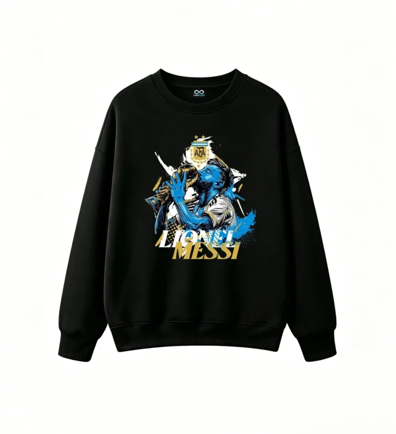 Sudadera polar Messi besando la Copa del Mundo