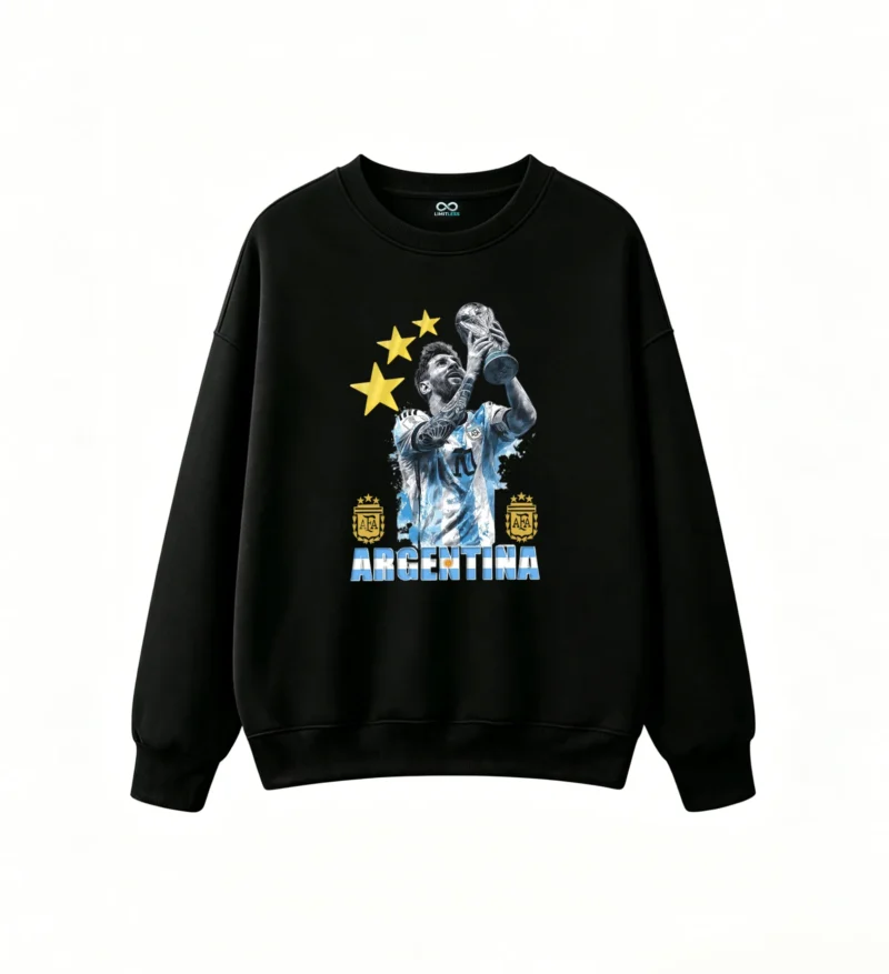Sudadera Messi con Copa del Mundo y tres estrellas de Argentina