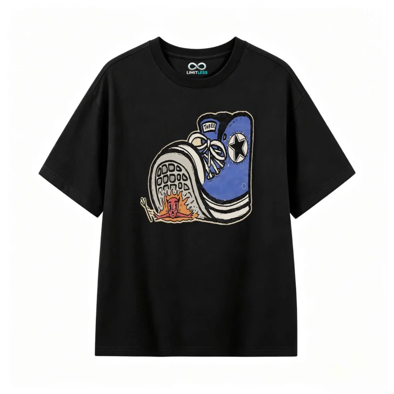 Remera estampada zapatilla retro arte