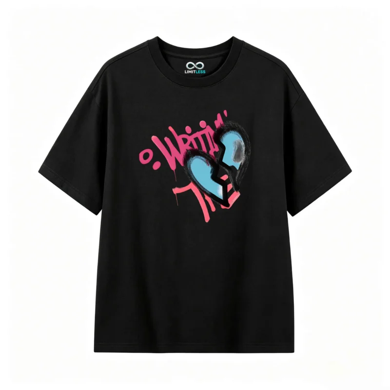 Remera grafiti estampado corazón roto
