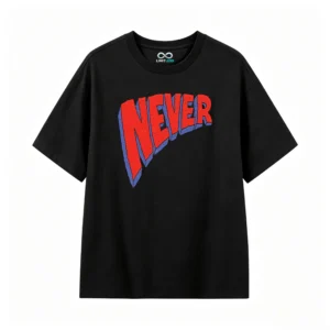 Remera estampada Never diseño gráfico