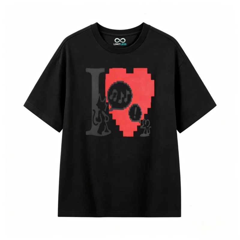 Remera estampada pixel arte corazón