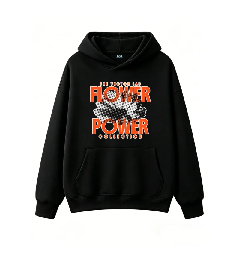 Buzo capucha, estampa Flower Power retro