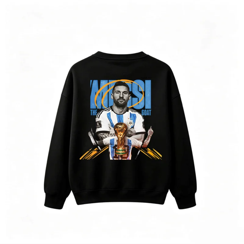 Lionel Messi GOAT World Cup Champion Back Print Sweatshirt