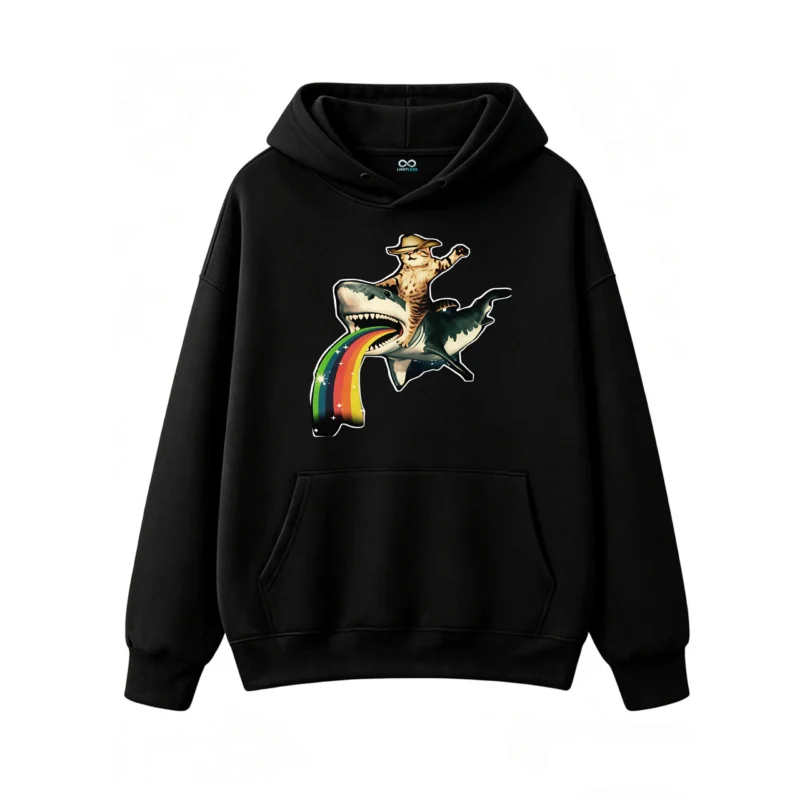 主图_1 Buzo capucha, gato vaquero tiburón arcoíris