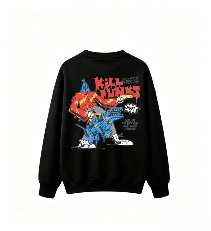Kill Punks Back Print Graphic Crew Neck Sweatshirt