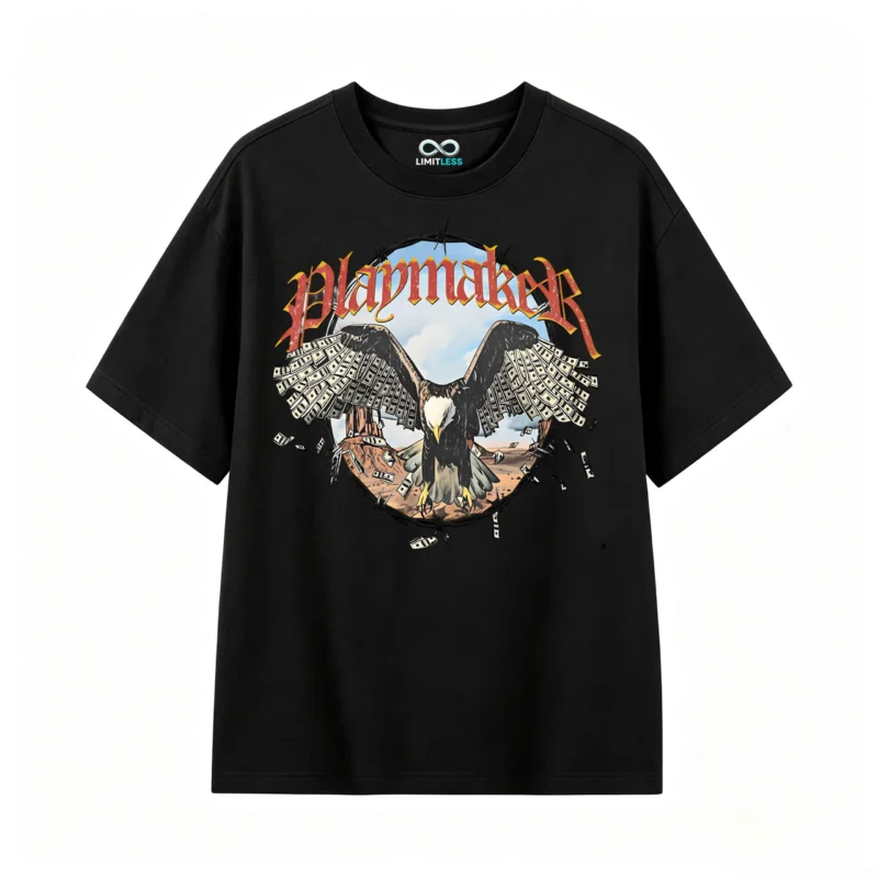 Playmaker Eagle Money Wings Print T-Shirt